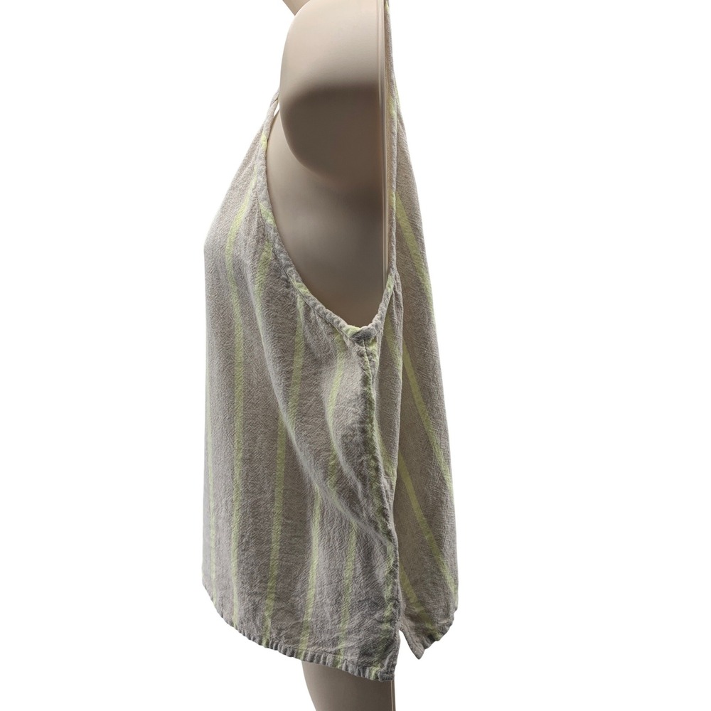 Loft Outlet Womens Linen Blend Striped Camisole Tank Top Beige Neon Yellow L - Picture 3 of 6